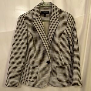 Talbots petites black and white pattern blazer sz medium petite